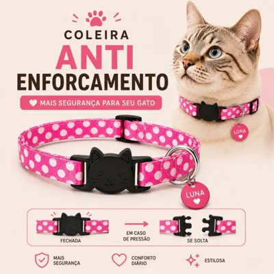 Foto do anúncio: Coleira Anti-enforcamento para Gato Ajustável com Fecho e plaquinha de identi