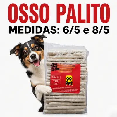 Foto do anúncio: Osso Palito 1kgLBF Canino Ossinho Petisco Paladar branco e colorido