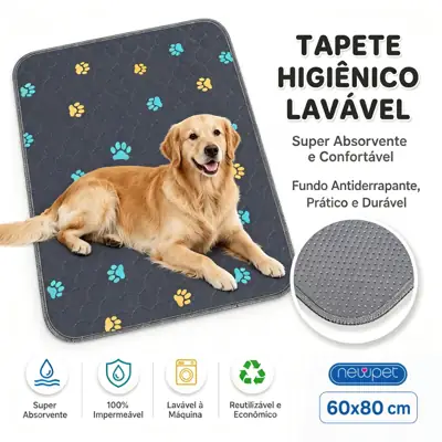 Foto do anúncio: [600 Lavagens] Tapete Higiênico Cinza Escuro Lavável 80x60cm