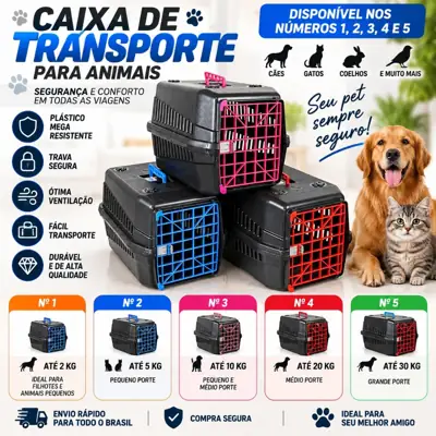 Foto do anúncio: Caixa de Transporte Pet Para Caes Cachorro e Gato Pequeno Médio