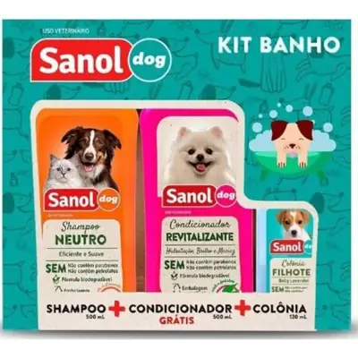 Foto do anúncio: Kit Banho Shampoo, Condicionador e Colônia - Sanol Dog