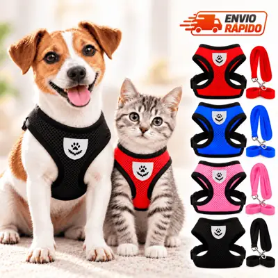Foto do anúncio: Coleira Peitoral com Guia para Cachorro e Gato Ajustável Refletivo Respirável Colete Confortável Pet Pequeno Médio Porte