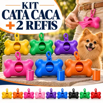 Foto do anúncio: Kit Cata Caca Pet 2 refis + Porta Saquinho de Cocô Cachorro Gato Recolher Fezes Passeio Viagem