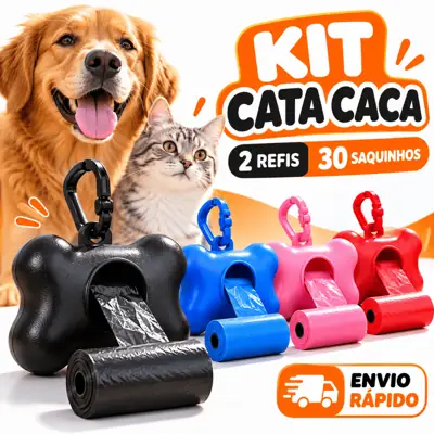Foto do anúncio: Kit Cata Caca Porta Saquinho Higiênico com 2 Refis 30 Sacos