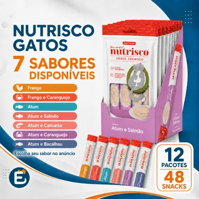 Foto do anúncio: Petisco Cremoso Nutrisco Snack para Gatos 48 UNIDADES / 12 CARTELAS