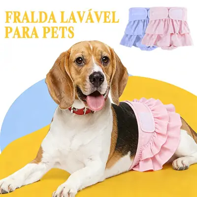 Foto do anúncio: Fralda Reutilizável para Cachorro Fêmea com Saia Lavável Calcinha