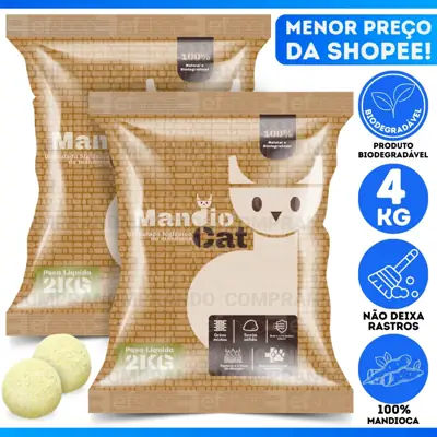 Foto do anúncio: Areia De Gato Mandiocat Biodegradável Mandioca Grão finos Para Gatos