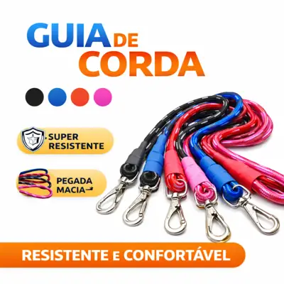 Foto do anúncio: Guia de Corda 1,2m Reforçada Resistente Pet Cachorro Caes Mosquetão