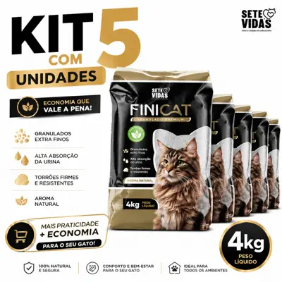 Foto do anúncio: Kit 5 Areia Sanitária Higiênica FiniCat Premium Para Gatos Grãos Extra