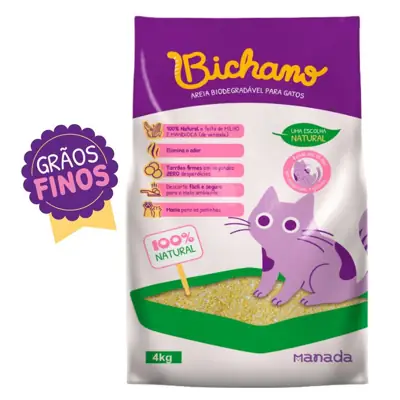 Foto do anúncio: Areia Biodegradável Bichano Para Gatos Cat Grãos Finos 4kg Bio Milho