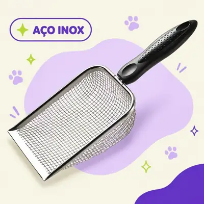 Foto do anúncio: Pá Higiênica Areia de Gatos com Peneira Aço Inoxidável