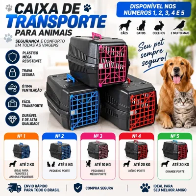 Foto do anúncio: Caixa de Transporte Pet 30kg a 50kg Reforçado com Ventilação 7 parafusos Nº1 N°2 N°3 e N°4