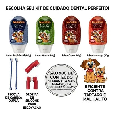 Foto do anúncio: Creme Dental 90g + 2 Escovas de Dente Para Cães e Gatos Tártaro
