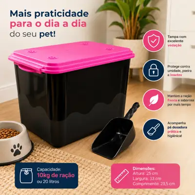 Foto do anúncio: Container Porta Ração Caixa Organizadora Mec Pet Capacidade de 10kg 20L