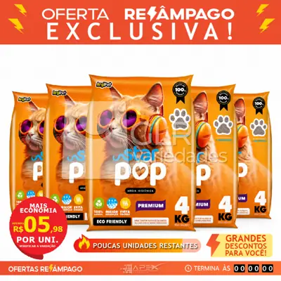 Foto do anúncio: 20 a 4kg areia higienica Starpop natural absorvente para gato ecologica