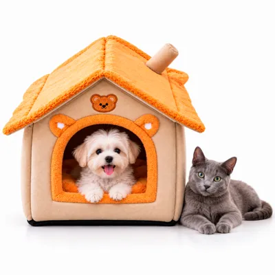 Foto do anúncio: Casinha Pet Toca Pelúcia Marrom Cachorro Iglu para Gato Casa Cama Confortável Cães Pequeno Porte
