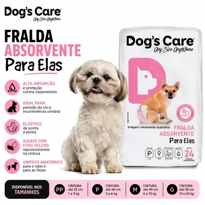 Foto do anúncio: Fralda Higiênica Descartável Pet para Cachorro Fêmea Dog's Care PP P M
