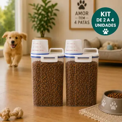 Foto do anúncio: Kit 2 a 4 Potes Herméticos 2L Porta Ração Pet Copo Medidor Bico Dosador