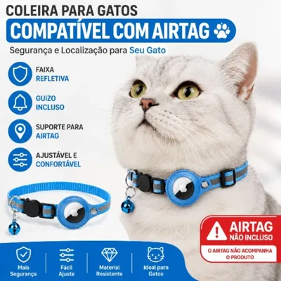 Foto do anúncio: Coleira para Gatos Compatível com Airtag Refletiva Ajustável com Guizo e Fecho de Seguranç