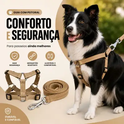 Foto do anúncio: Peitoral americano com guia para cachorro coleira pet ajustável