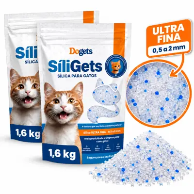 Foto do anúncio: Areia para Gato Silica Gel 1,6kg Cristais Finos Higiênica Premium