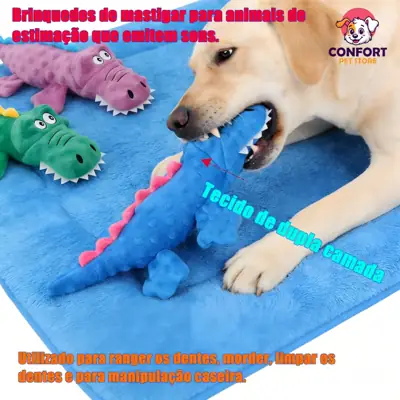 Foto do anúncio: Crocodilo de pelúcia, um brinquedo mastigável e com apito, adequado