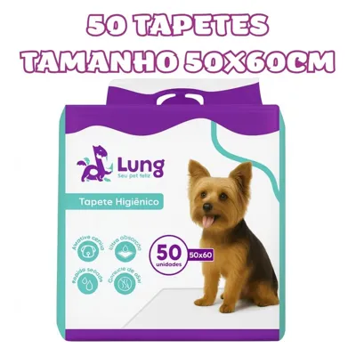 Foto do anúncio: Tapete Higienico 50x60cm 50 Unidades Econômico p/ Cachorro Pet com Adesivo Borda Verde Gel Absorvente
