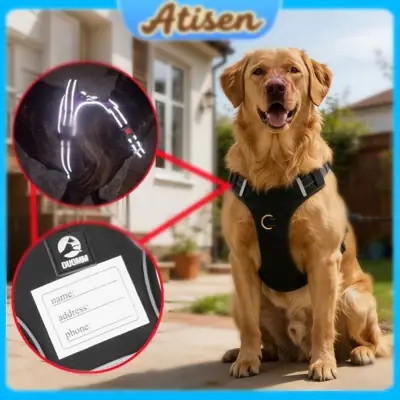 Foto do anúncio: Arnês Ajustável Refletor para Cães Colete Peitoral para Passeios Diurnos e Noturnos