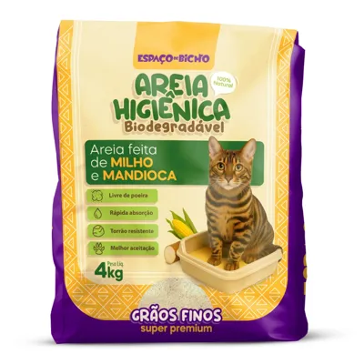 Foto do anúncio: Areia Higiênica Biodegradável Espaço do Bicho Grãos Finos 4kg - Milho e Mandioca (100%