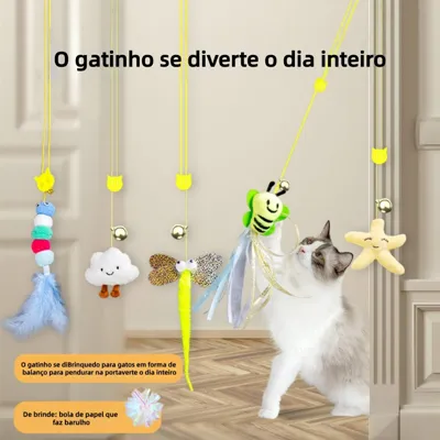 Foto do anúncio: Lagarta com pena, sino e corda para gato