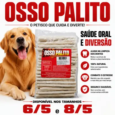 Foto do anúncio: Osso Palito 1kg Canino Ossinho Petisco Paladar branco colorido todos os