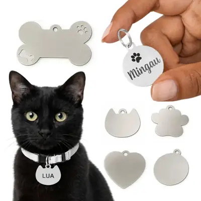 Foto do anúncio: Placa Identificação Pet para Cachorro e Gato Personalizada a Laser