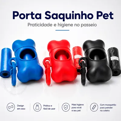 Foto do anúncio: Kit Cata Caca Porta Saquinho Com 2 Refis Sacos Pet Cães Gatos Cachorro Recolher Cocô