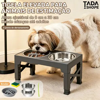Foto do anúncio: Suporte Dobrável para Tigelas de Cães com 5 Alturas Ajustáveis + 2