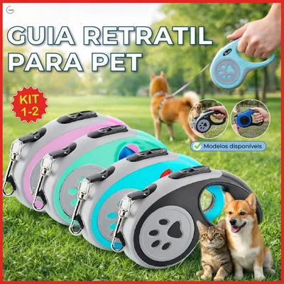 Foto do anúncio: Coleira Guia Retrátil 3/5 Metros Pets Cachorro Cães Gatos Resistente