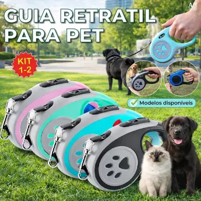 Foto do anúncio: Coleira Guia Retrátil 3/5 Metros Pets Cachorro Cães Gatos Resistente