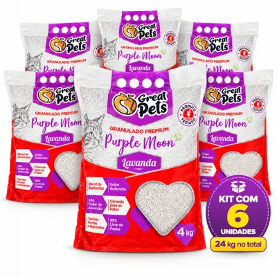 Foto do anúncio: Areia Bentonita Esférica Premium Lavanda Great Pets para Gatos - 8Kg a 16Kg