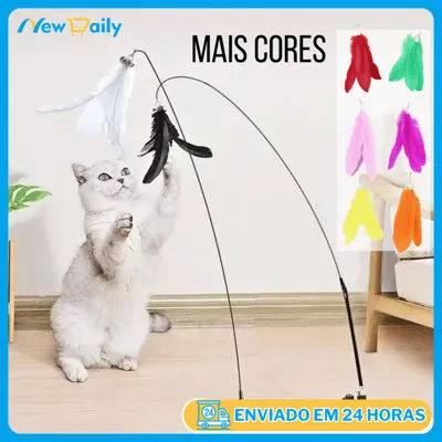 Foto do anúncio: Brinquedo Interativo Varinha Pena Com Ventosa Com Sino Fixa No Chão Parede Para Gatos Adultos e Filhotes PET-16