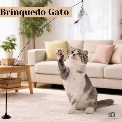 Foto do anúncio: Brinquedo Interativo Varinha Pena Com Ventosa Com Sino Fixa No Chão