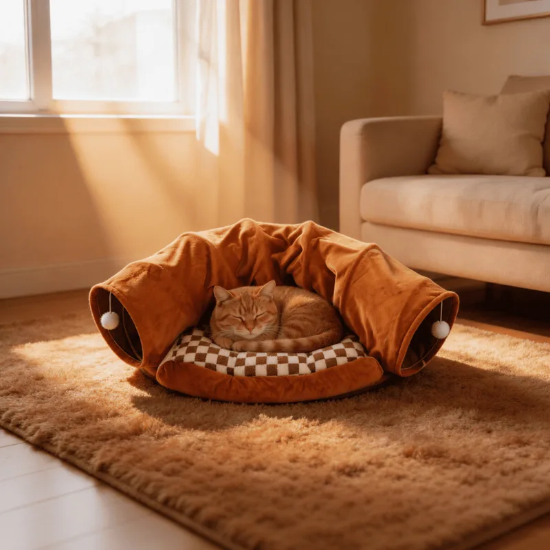 Foto do anúncio: Cama Túnel para Gatos 2 em 1 com Almofada