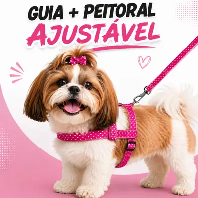 Foto do anúncio: Peitoral Para Cachorro + Guia Nylon Conjunto Ajustável Passeio