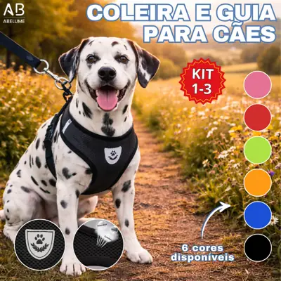 Foto do anúncio: Peitoral Coleira Com Guia para Caes e Gatos Regulavel Confortavel