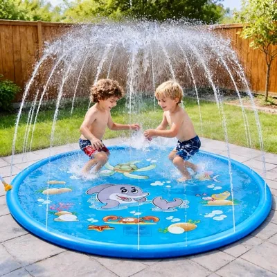 Foto do anúncio: Piscina Inflável Chafariz 1 Metro Infantil E Pet Antiderrapante Resistente Tapete De Jatos De Água Spray