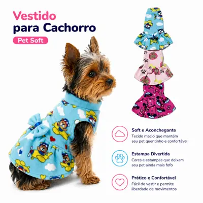 Foto do anúncio: Vestido para Cachorro Pet Soft Inverno Quentinho Confortável Roupa