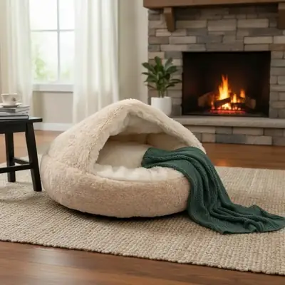 Foto do anúncio: CAMA PET NUVEM COM COBERTURA FECHADA CAMINHA DONUT COBERTA IGLU NINHO CACHORRO FUNDO ANTIDERRAPANTE