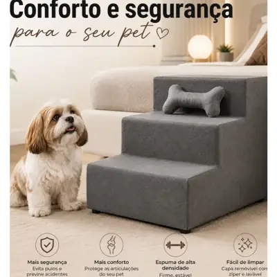 Foto do anúncio: Escada Pet 3 Degraus para Cachorros e Gatos - Conforto