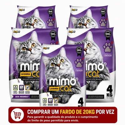 Foto do anúncio: kit Areia para Gatos Mimo Cat Lavanda 20kg (5 Pacotes de 4kg) Controle de Odores