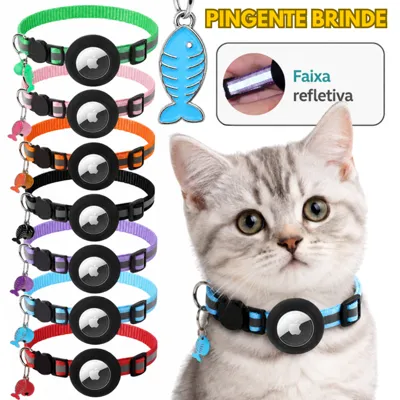 Foto do anúncio: Coleira Airtag de Gato com Faixa Refletiva Suporte de Rastreador Pet Arnêse de Gatinho com