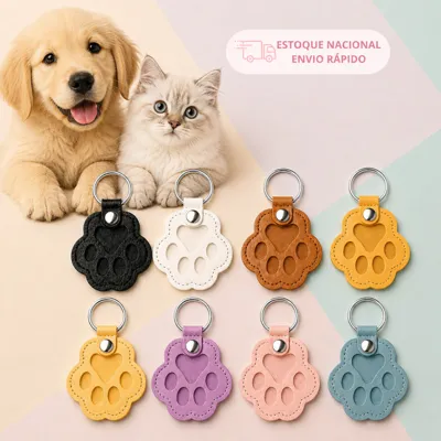 Foto do anúncio: Chaveiro Patinha Porta Pelos em Couro Sintético Cachorro Gato Homenagem e Memória Afetiva Patas Pet