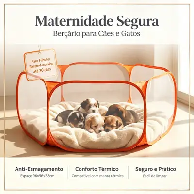 Foto do anúncio: Dobrável e Portátil Berçário para Filhotes Cães e Gatos - 96x96x38cm